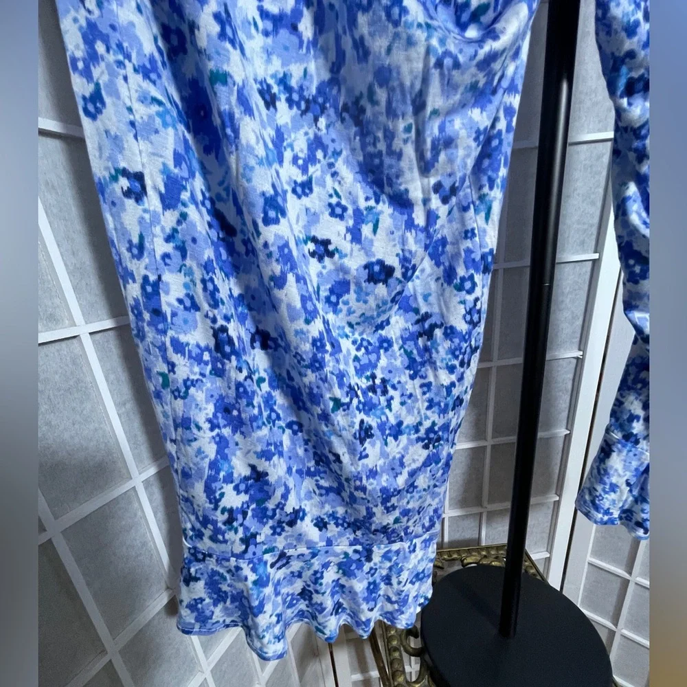 Vera Wang, PJ Bottom Size L, Soft, Comfy, Blue & White Floral, Ruffled Hem NWOT